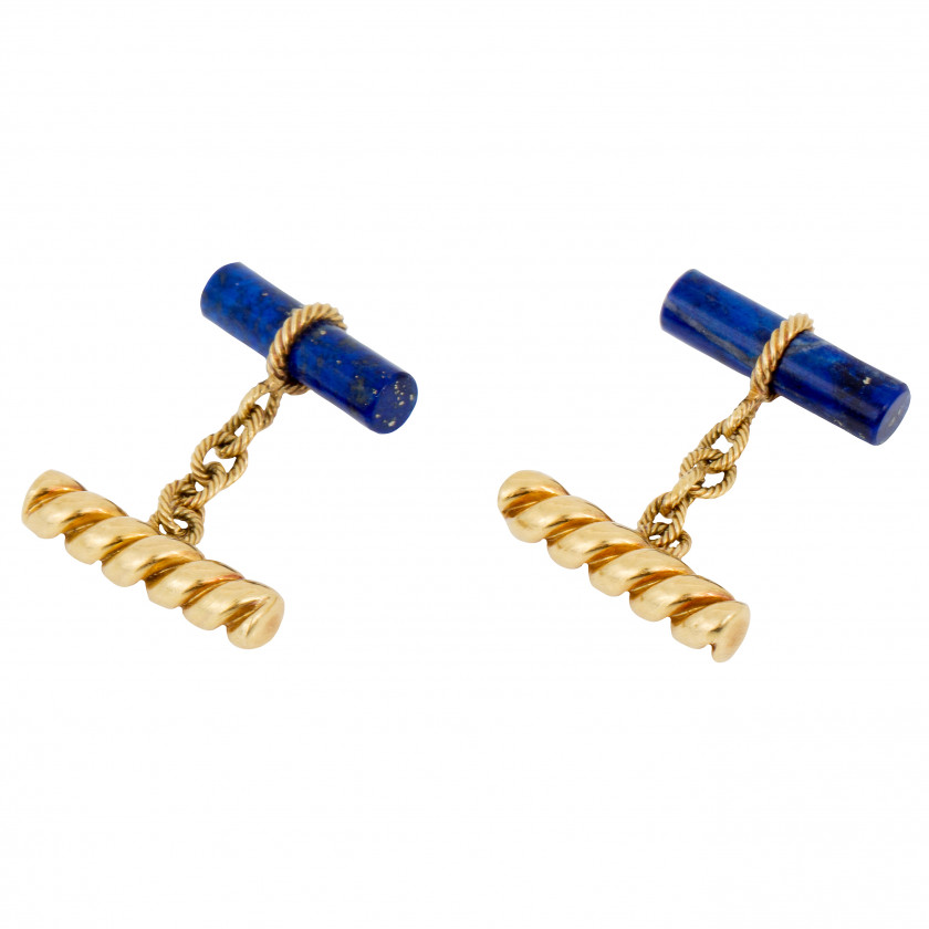Gold cufflinks with lapis lazuli