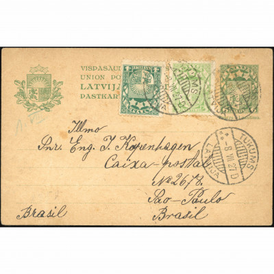 1927, Latvia, Postal card featuring an incred...