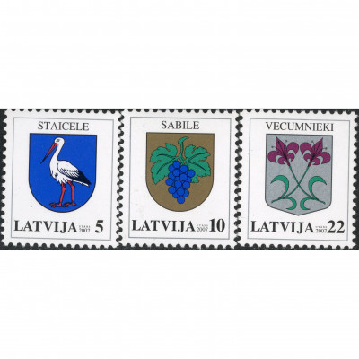 2007, Latvia, 5s-22s, Michel #693A-#695A, Ofs...