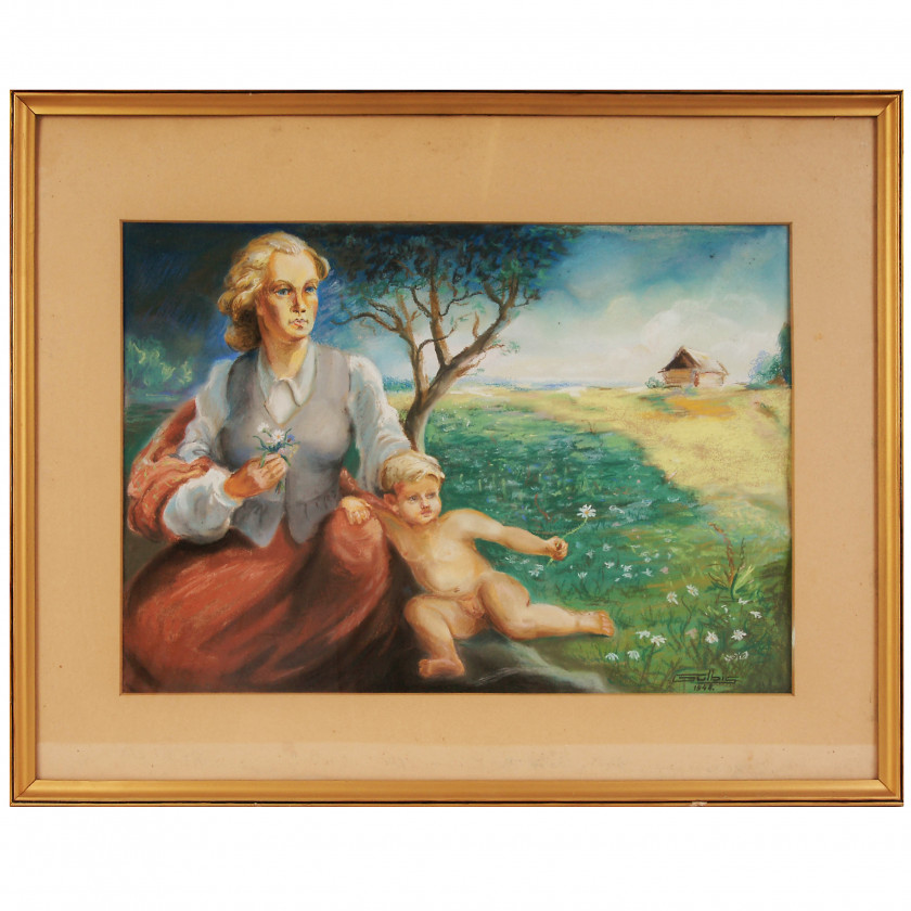 Картина "Женщина с ребенком"