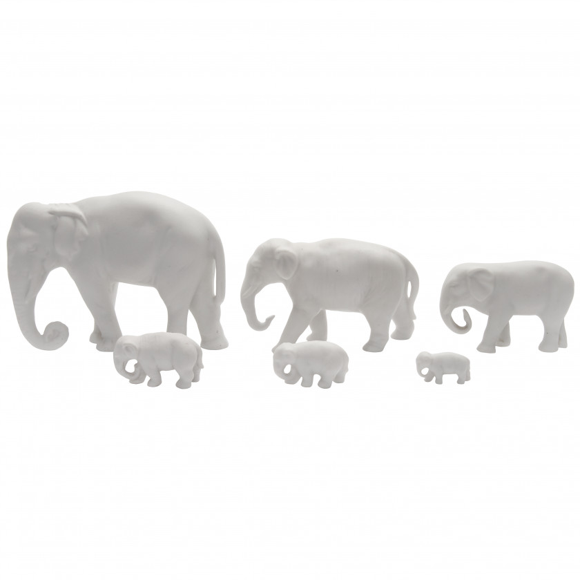 Set of 6 biscuit elephants