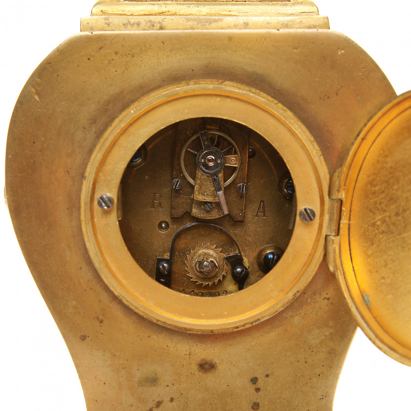 Bronze champleve enamel mantel clock