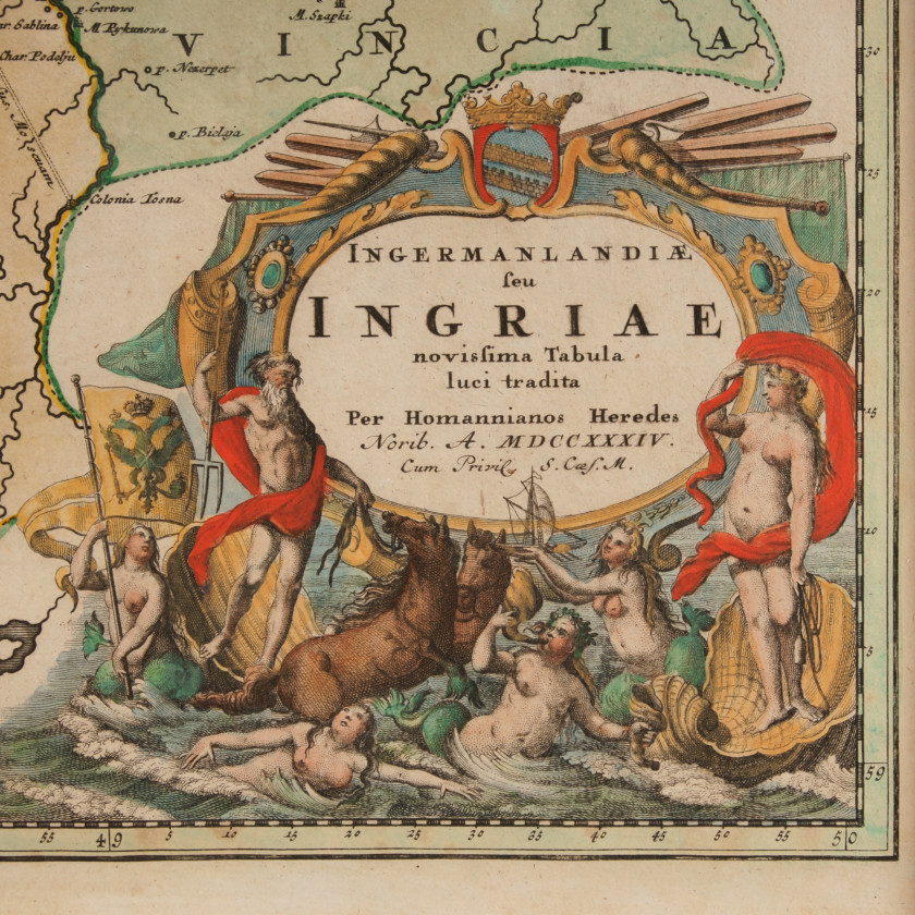 Map - engraving "Ingermanlandiae seu Ingriae Novissima Tabula"