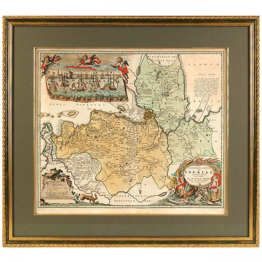 Карта - гравюра "Ingermanlandiae seu Ingriae Novissima Tabula"