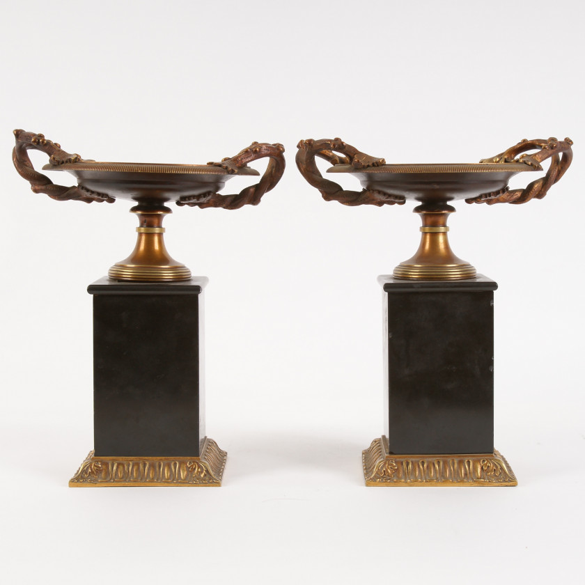 A Pair of bronze vases in Greek style