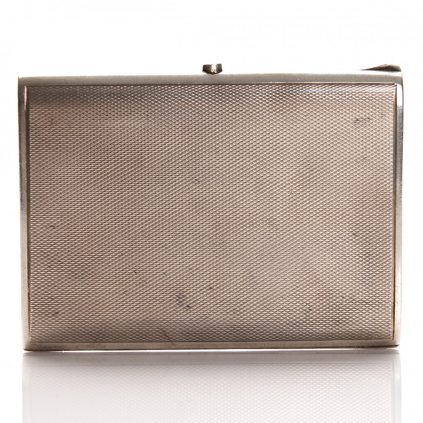 Silver cigarette case with guilloche enamel