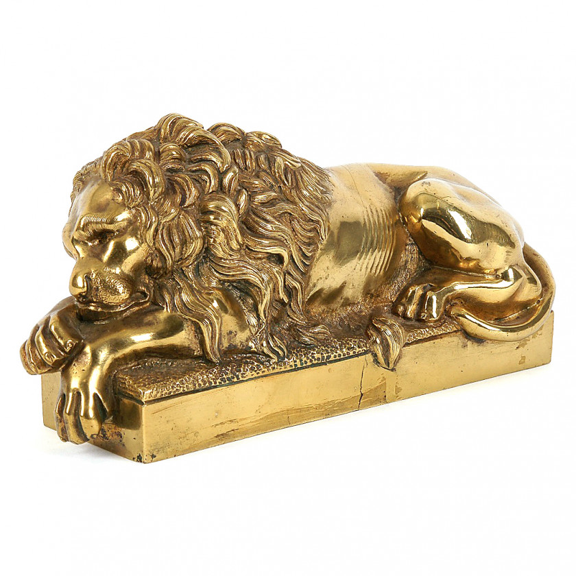 Bronze figure after the model of Antonio Canova "Sleeping Lion"