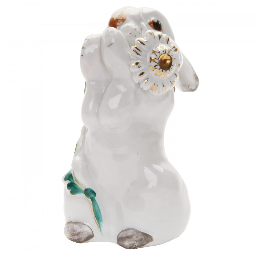 Porcelain figure "Hare with a flower"