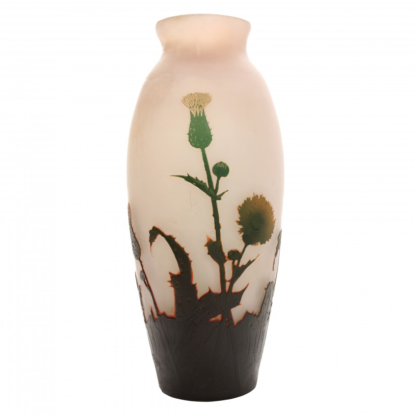 Glass vase in cameo technique