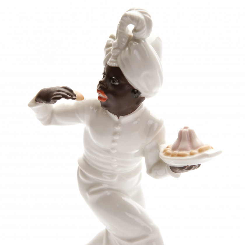 Porcelain figure "Moor with dessert bowl"