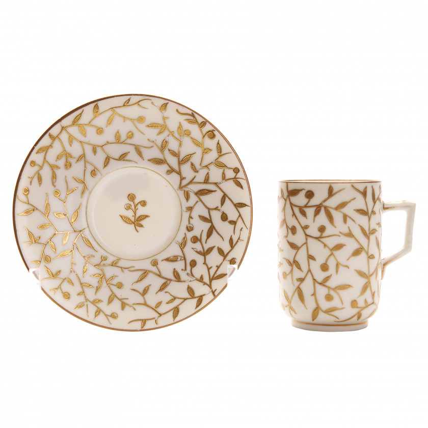 Porcelain coffee cup and saucer