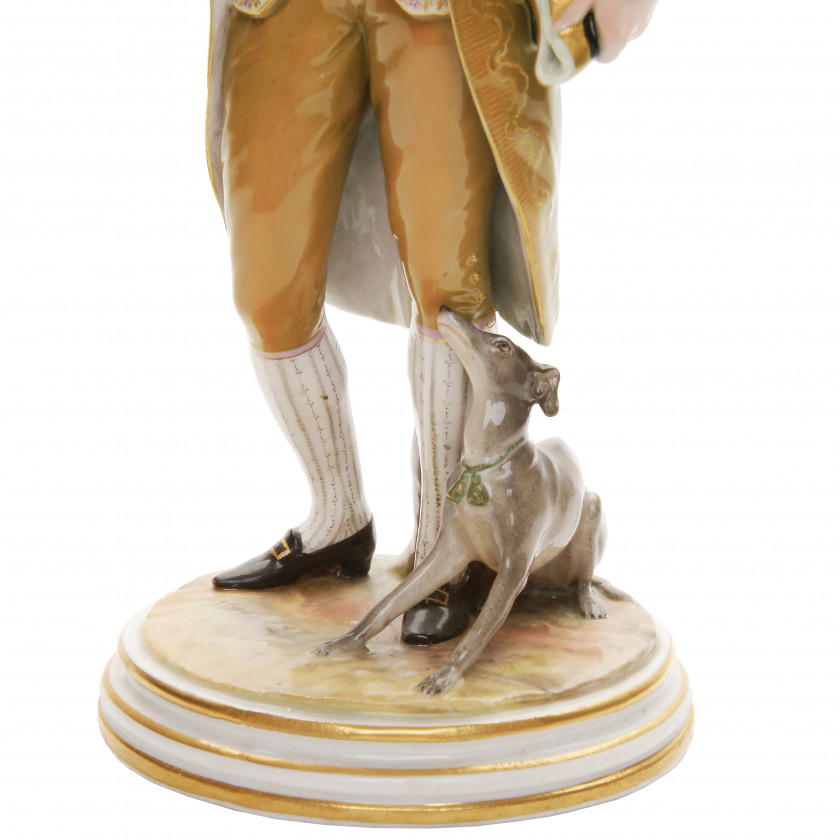 Porcelain figure "Cavalier with a dog"