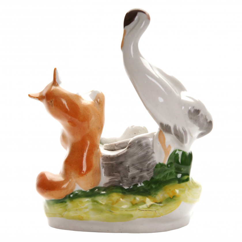 Porcelain inkwell "Fox and Crane"