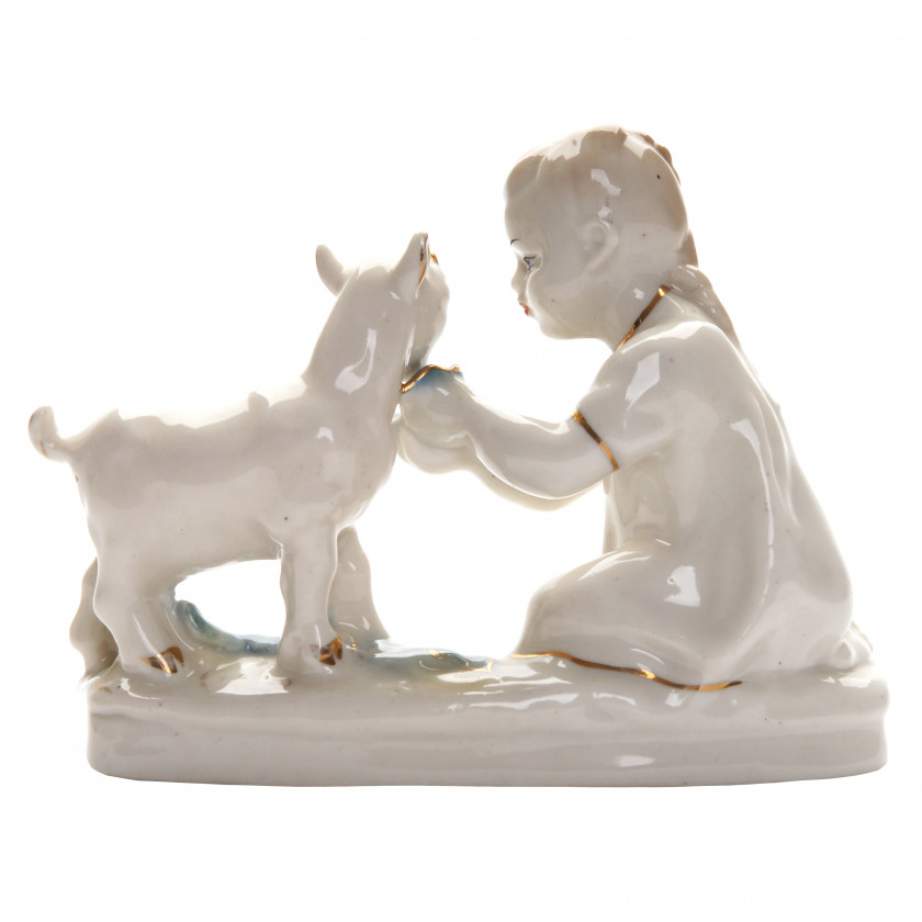 Porcelain figure "Girl with a kid"