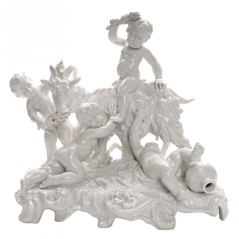 Porcelain figure "Putti with a goat"