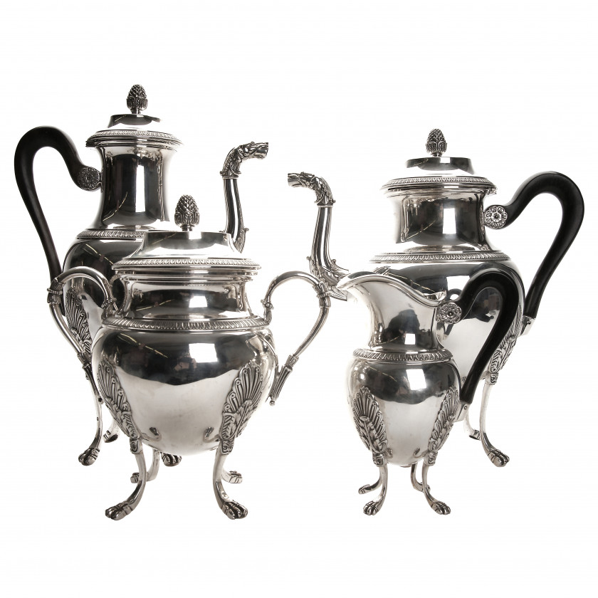 Silver four-piece tea and coffee set