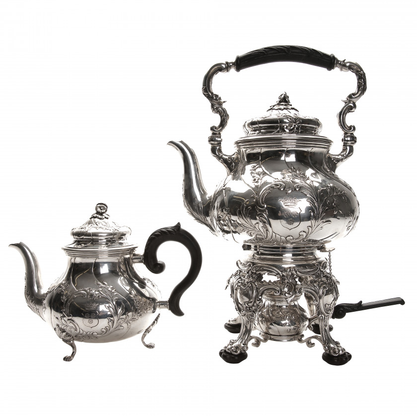 Silver two-piece tea set 