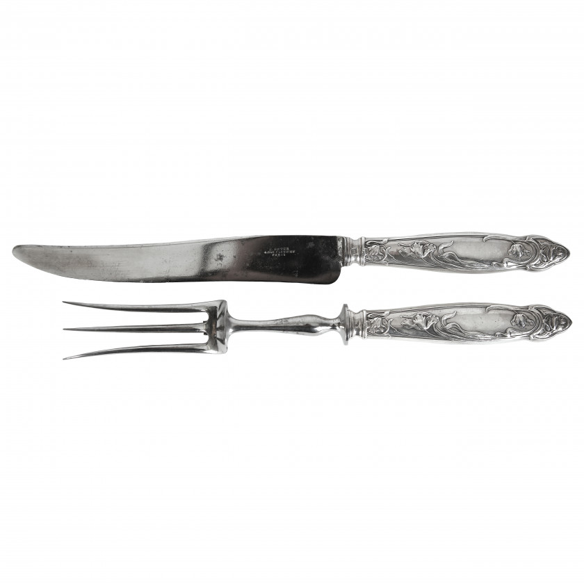 Silver two-piece carving set