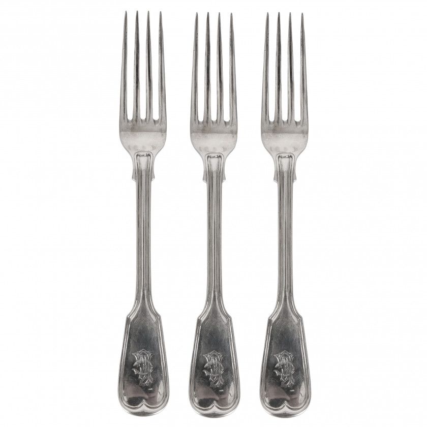 Silver 3 pieces table fork set