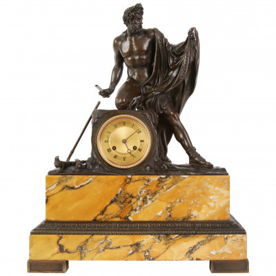 Bronze mantel clock with marble