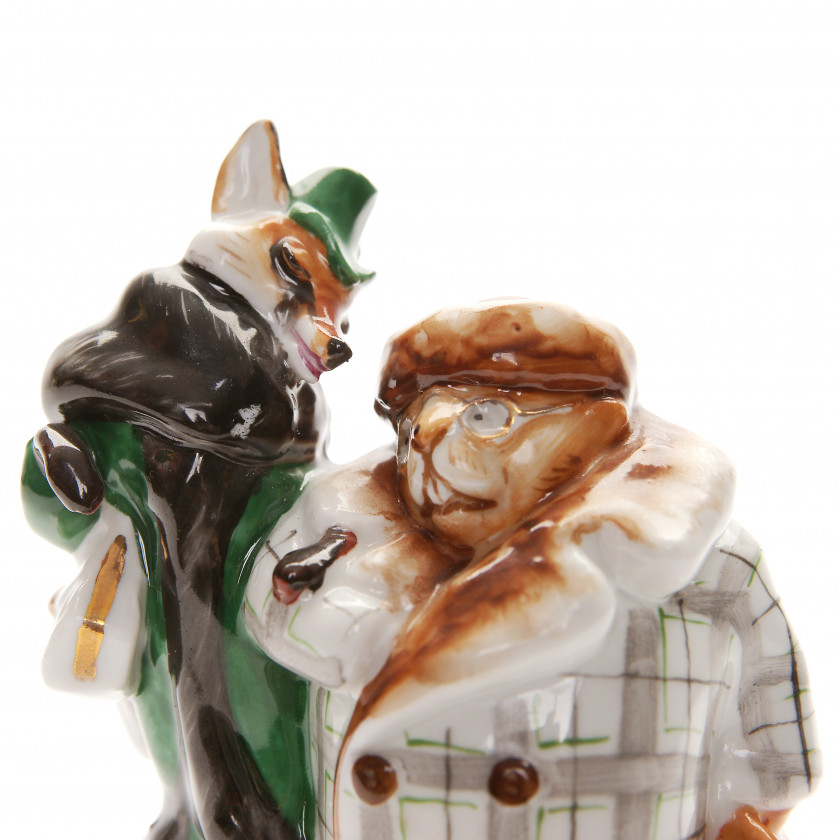 Porcelain figure "Fox and beaver"