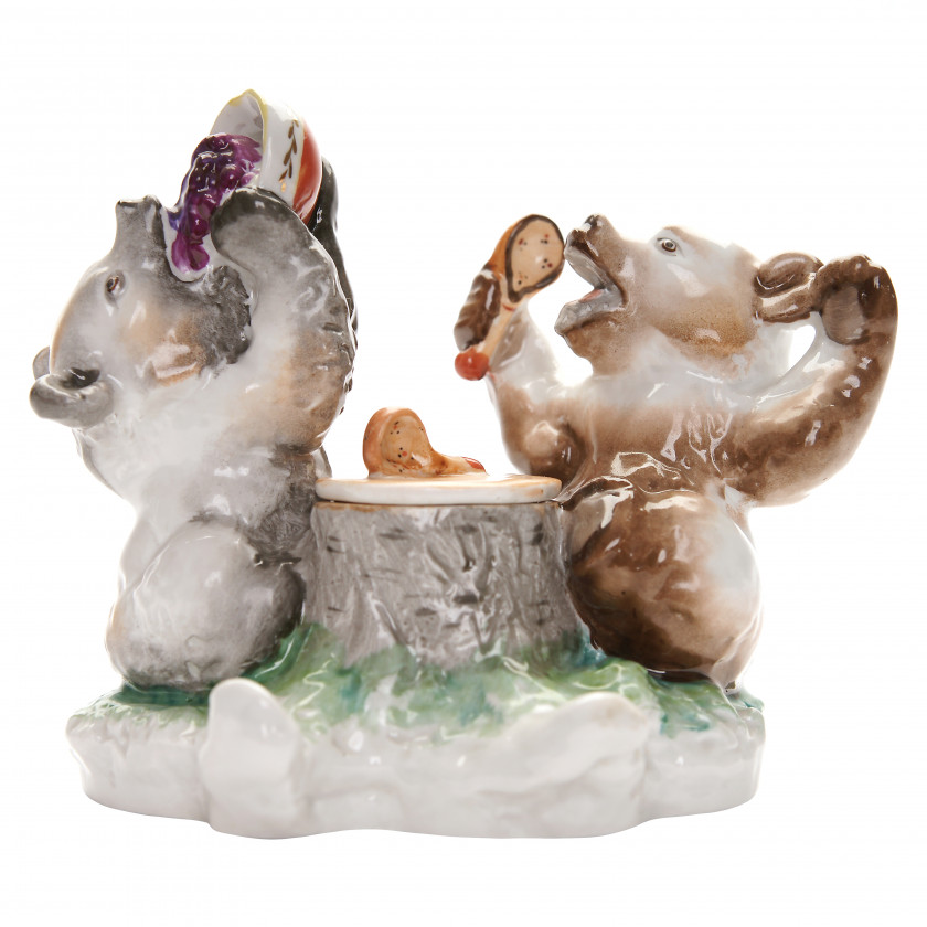 Porcelain inkwell "Bear cubs"