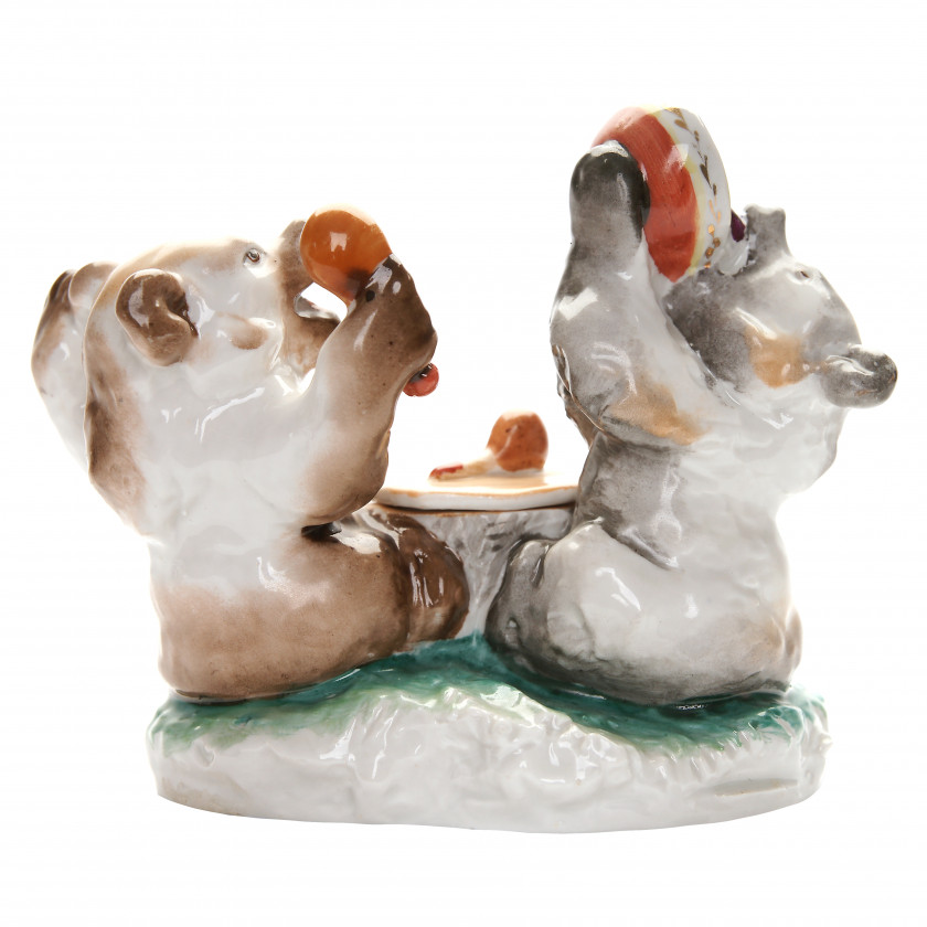 Porcelain inkwell "Bear cubs"