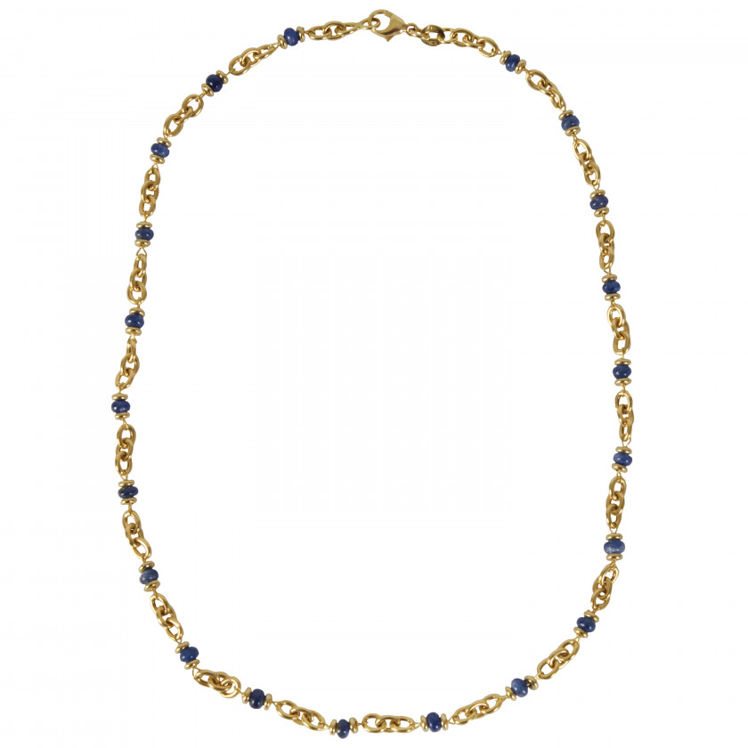 Gold necklace with sapphires