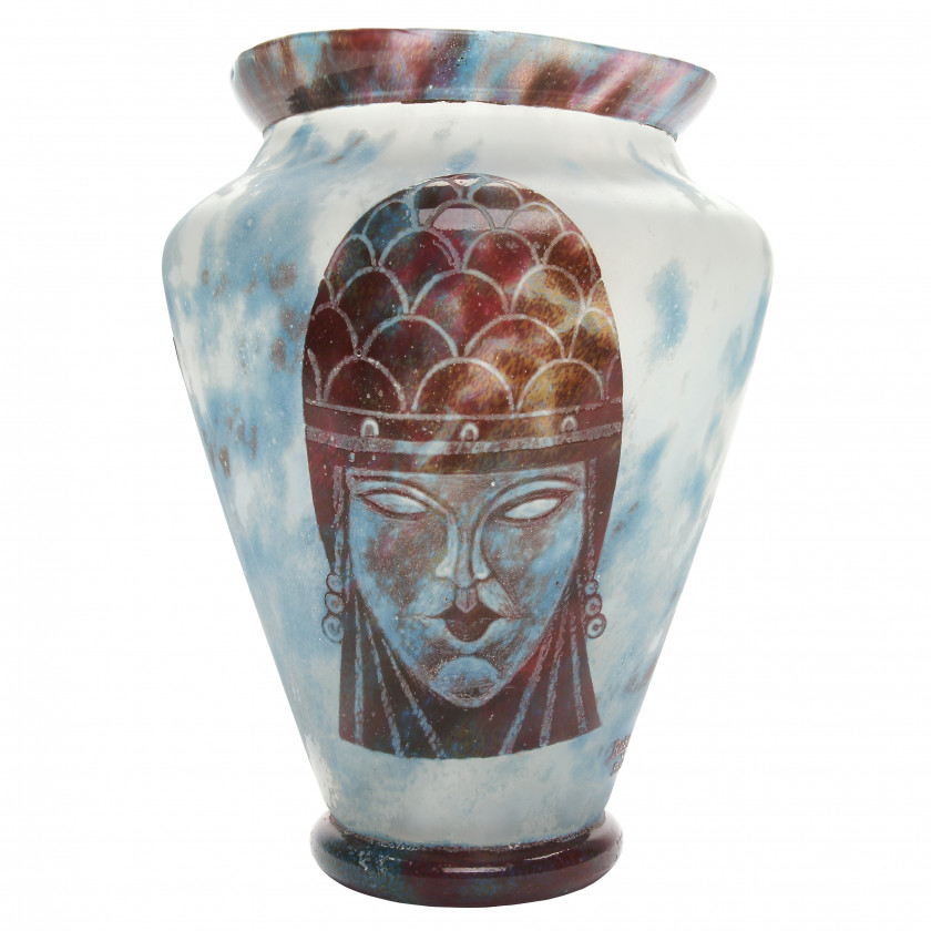Glass vase in cameo technique