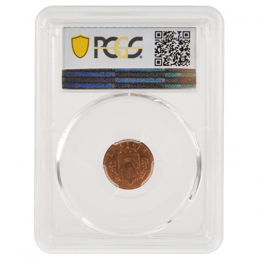 Монета в слабе PCGS "1 сантим 1939 года, MS 65 RD"