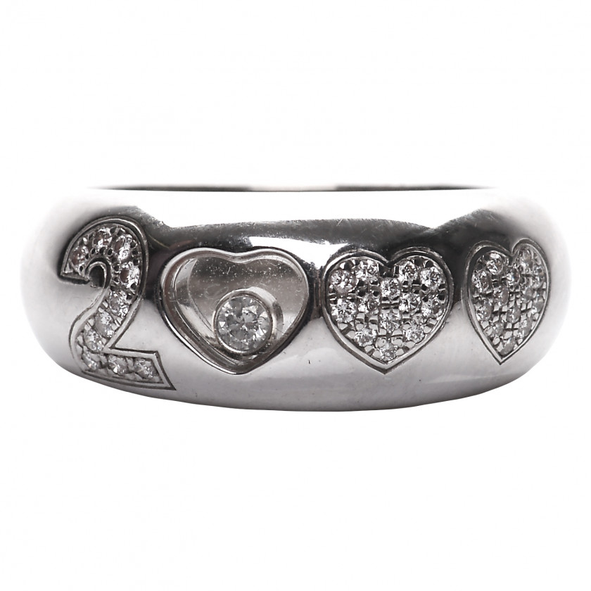 Золотое кольцо Chopard "Happy Diamonds 2000 Love" с плавающим бриллиантом