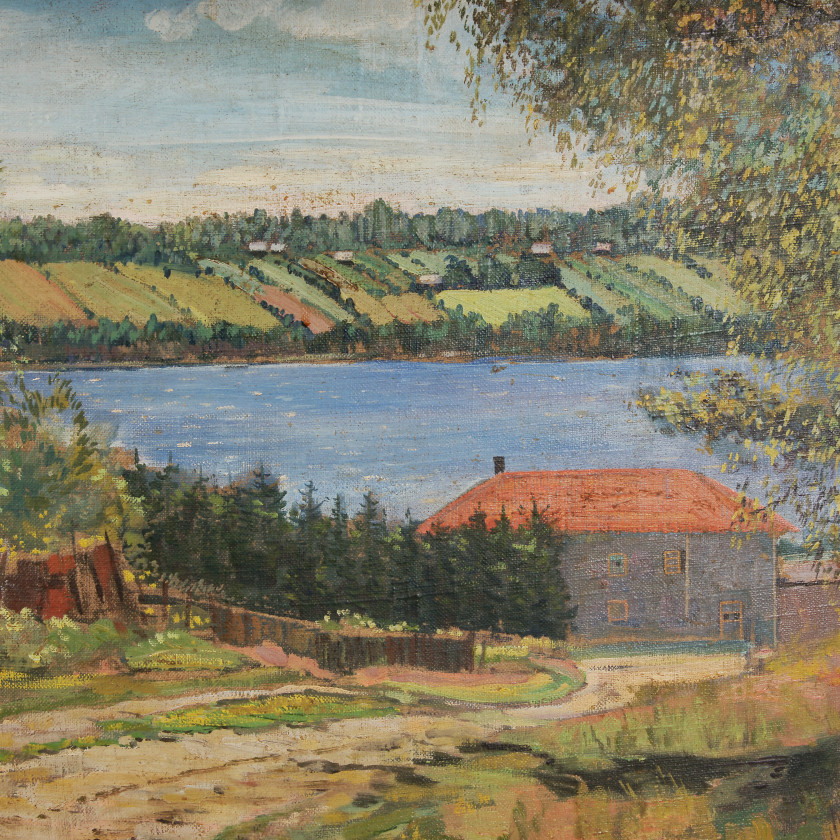 Картина "Пейзаж у реки"