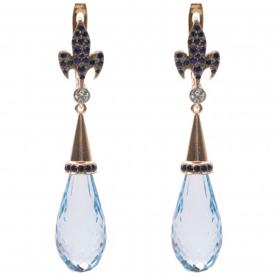 Gold earrings with sapphires, diamonds and to...