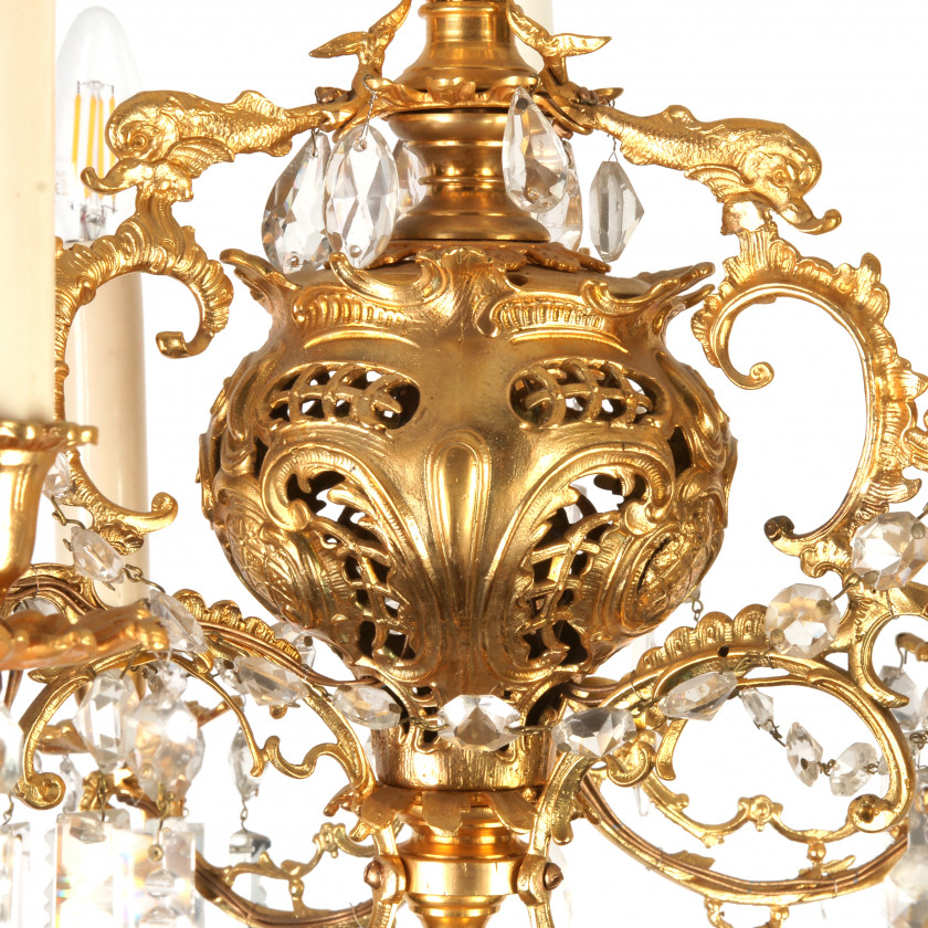 Bronze chandelier with crystal