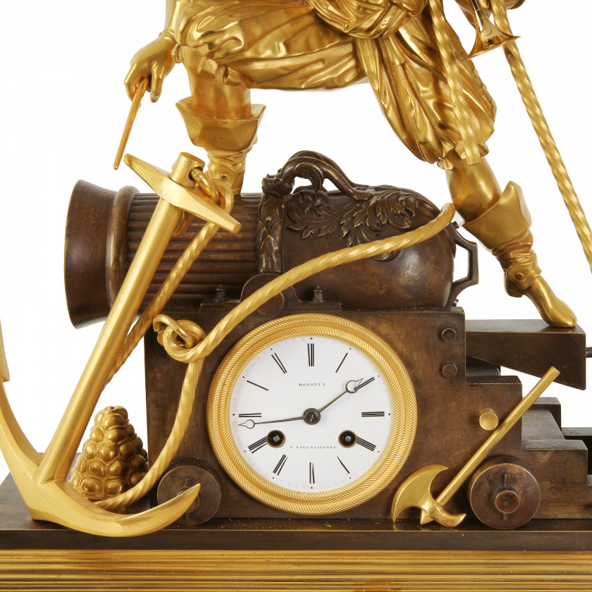 Large bronze mantel clock "Corsair - Jean Bart"