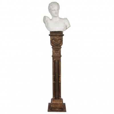 Marble bust "Hermes of Olympia" with a column