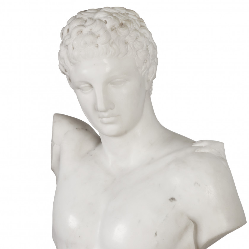 Marble bust "Hermes" with a column