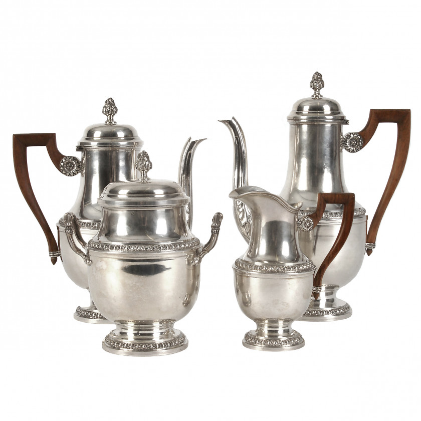 Silver four-piece tea and coffee set