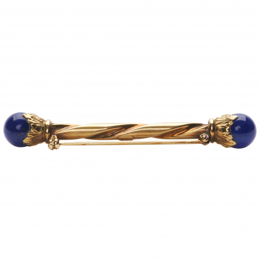 Gold brooch with lapis lazuli