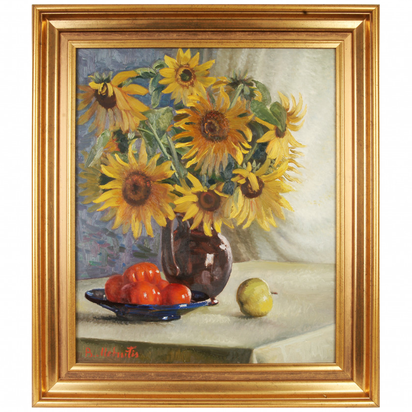 Glezna "Klusā daba ar saulespuķēm"