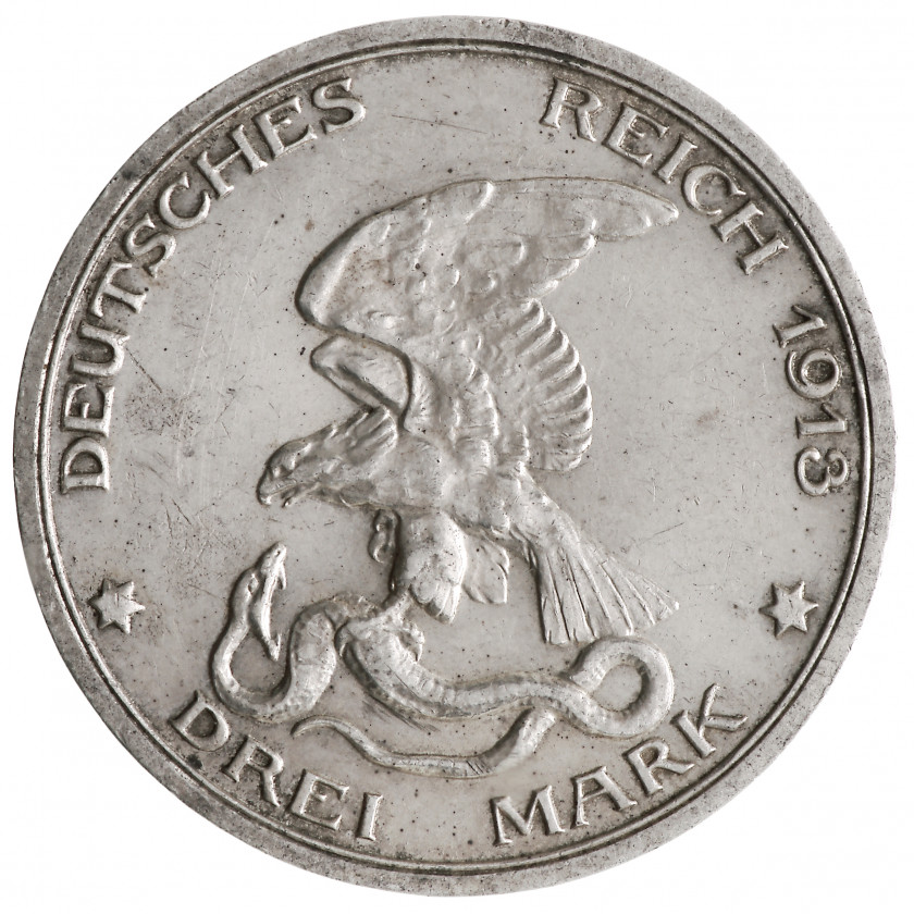 3 марки 1913, Германская империя, Пруссия, 100 лет объявлению войны против Франции (XF)