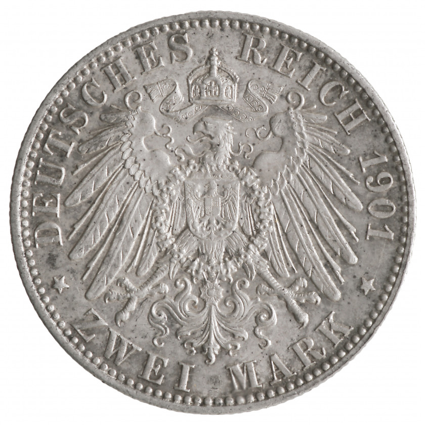 2 марки 1901, Германская империя, Пруссия, 200 лет Пруссии (VF)