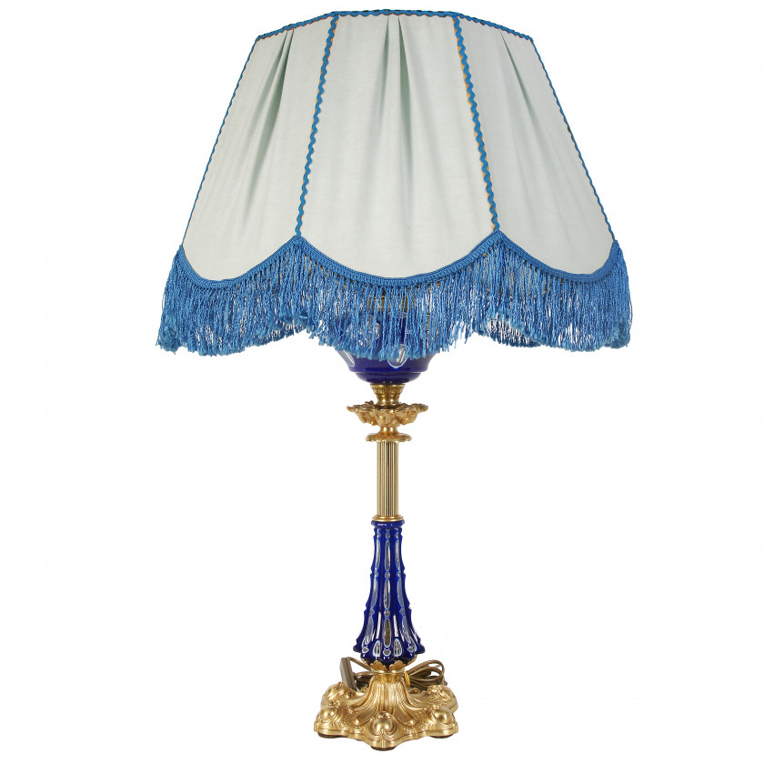 Бронзовая настольная лампа с Богемским стеклом