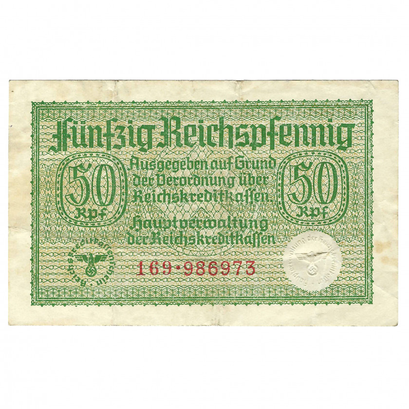 50 Reichspfennig, Nazi German Occupied Territories, 1940-45 (VF)