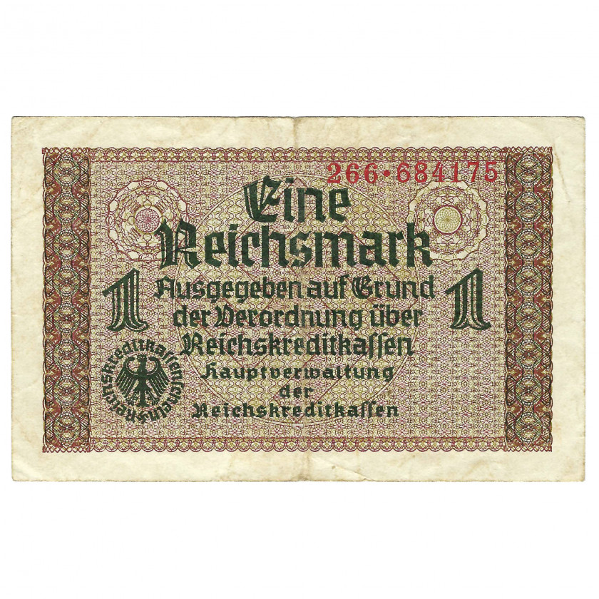 1 Reichsmark, nacistiskās Vācijas okupētās teritorijas, 1940-45 (VF)