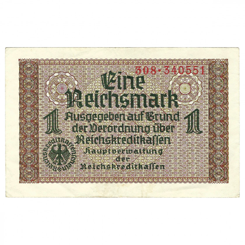 1 Reichsmark, nacistiskās Vācijas okupētās teritorijas, 1940-45 (UNC)
