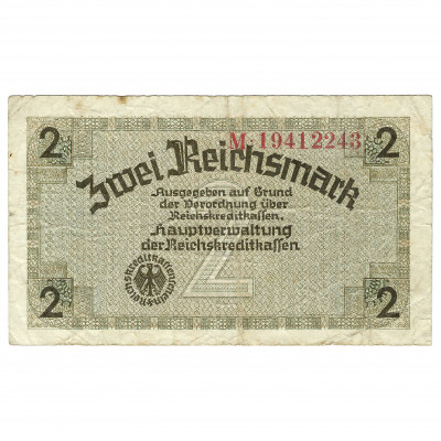 2 Reichsmark, Nazi German Occupied Territorie...