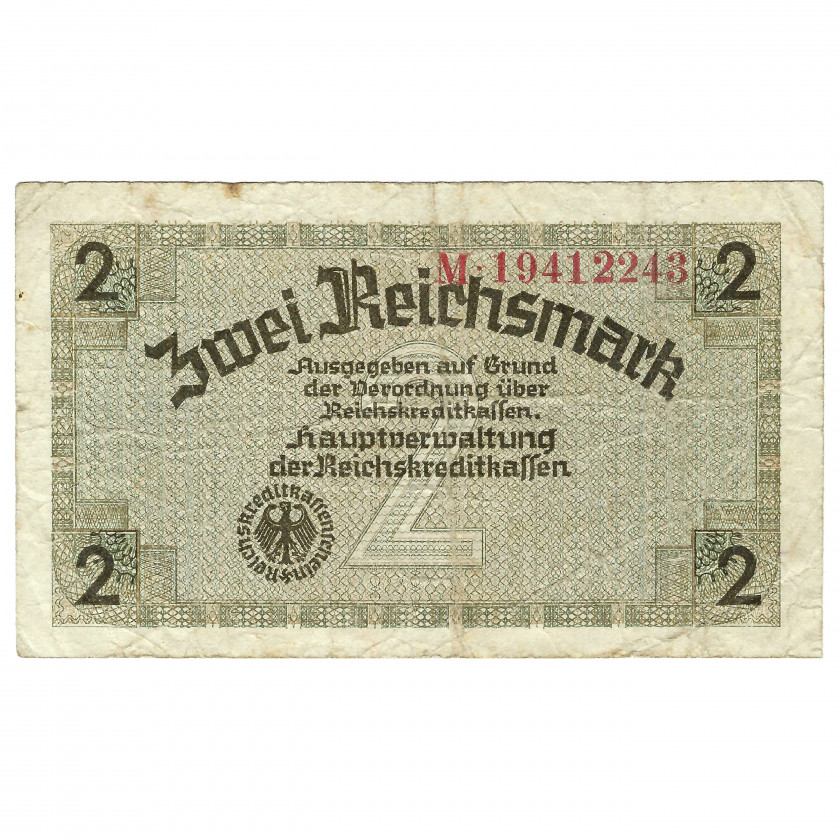 2 Reichsmark, nacistiskās Vācijas okupētās teritorijas, 1940-45 (VF)