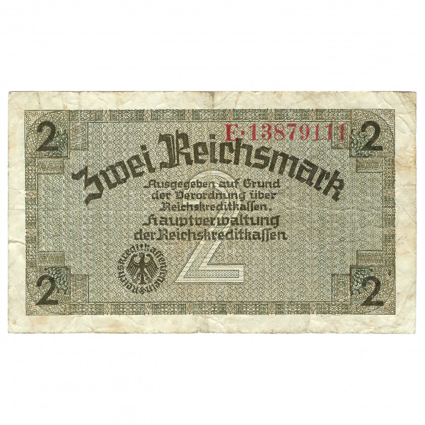 2 Reichsmark, nacistiskās Vācijas okupētās teritorijas, 1940-45 (VF)