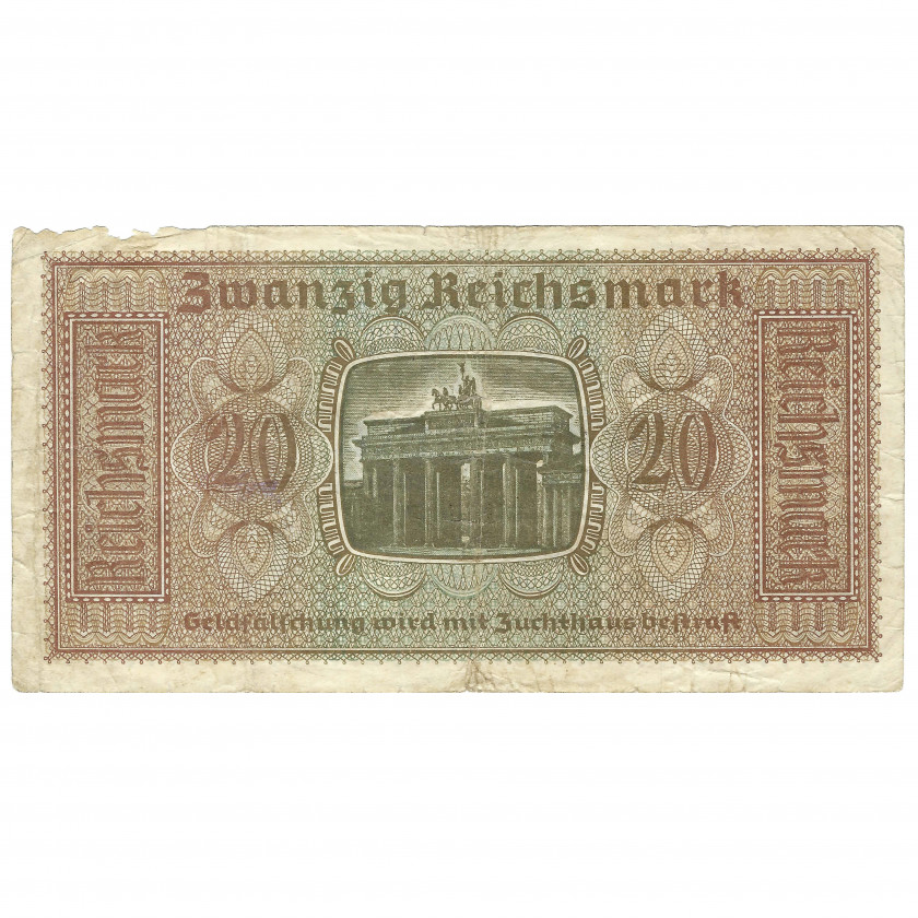 20 Reichsmark, nacistiskās Vācijas okupētās teritorijas, 1940-45 (F)